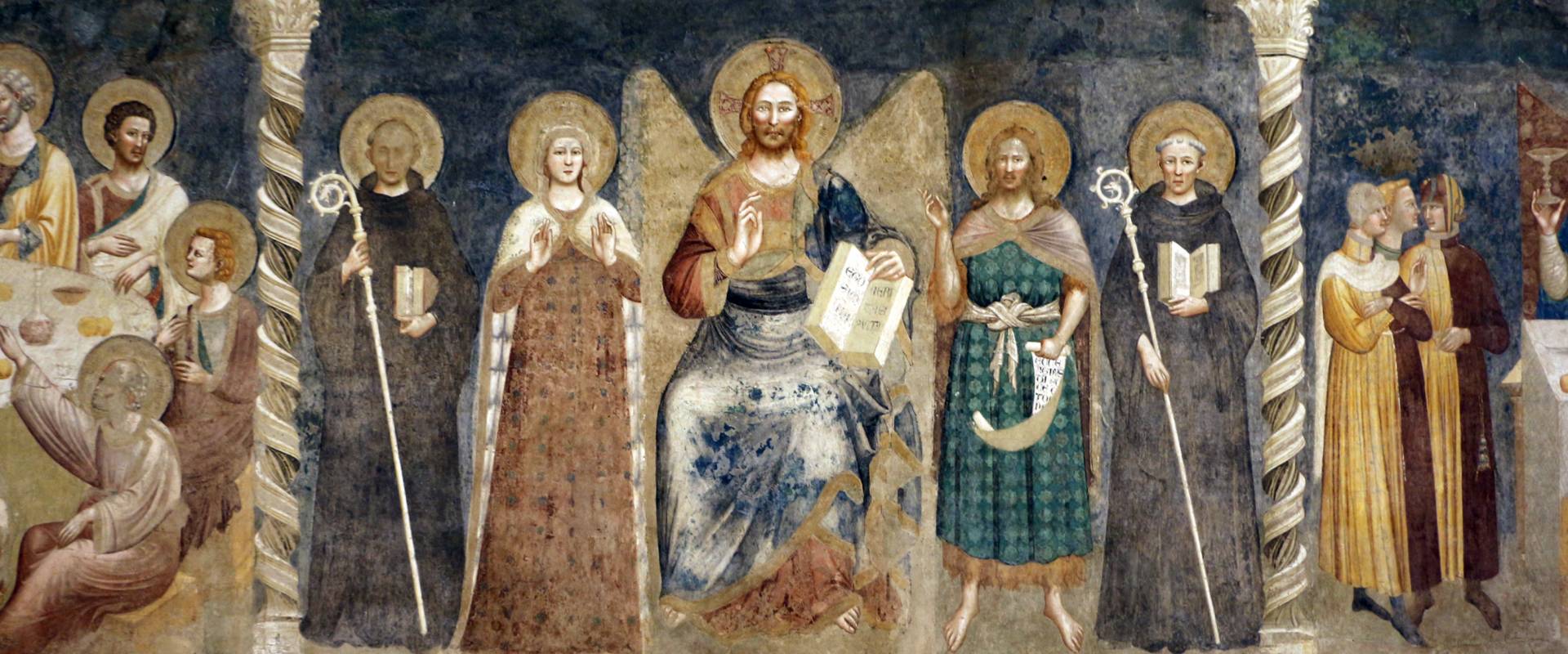 Pomposa, abbazia, refettorio, affreschi giotteschi riminesi del 1316-20, deesis 01 foto di Sailko